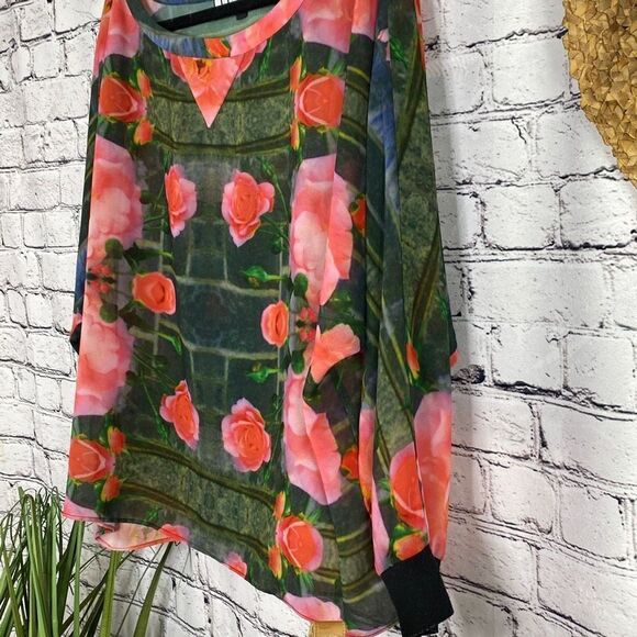 Anthropologie Floral Print Top Maytham Rose Dolman Blouse By Julie Haus, Size Sm - Picture 6 of 16